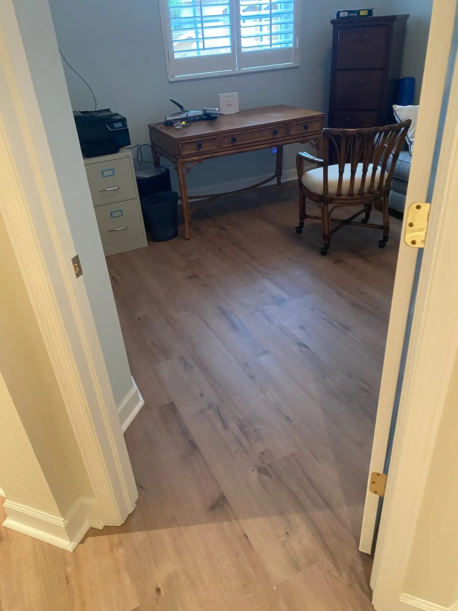Open living area in warm oak