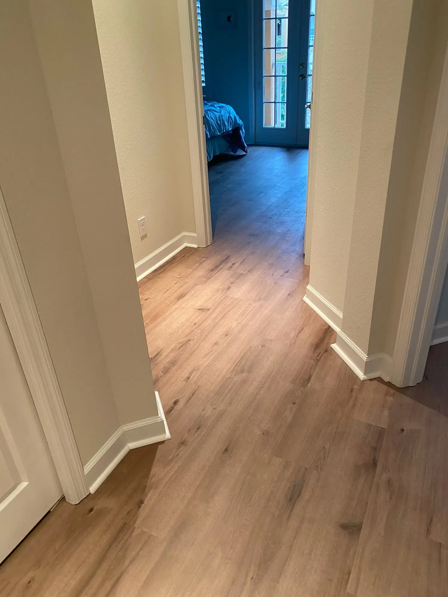 Open living area in warm oak