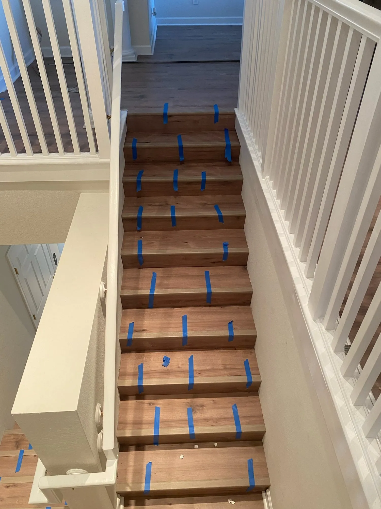 Upstairs floors and a matching staircase