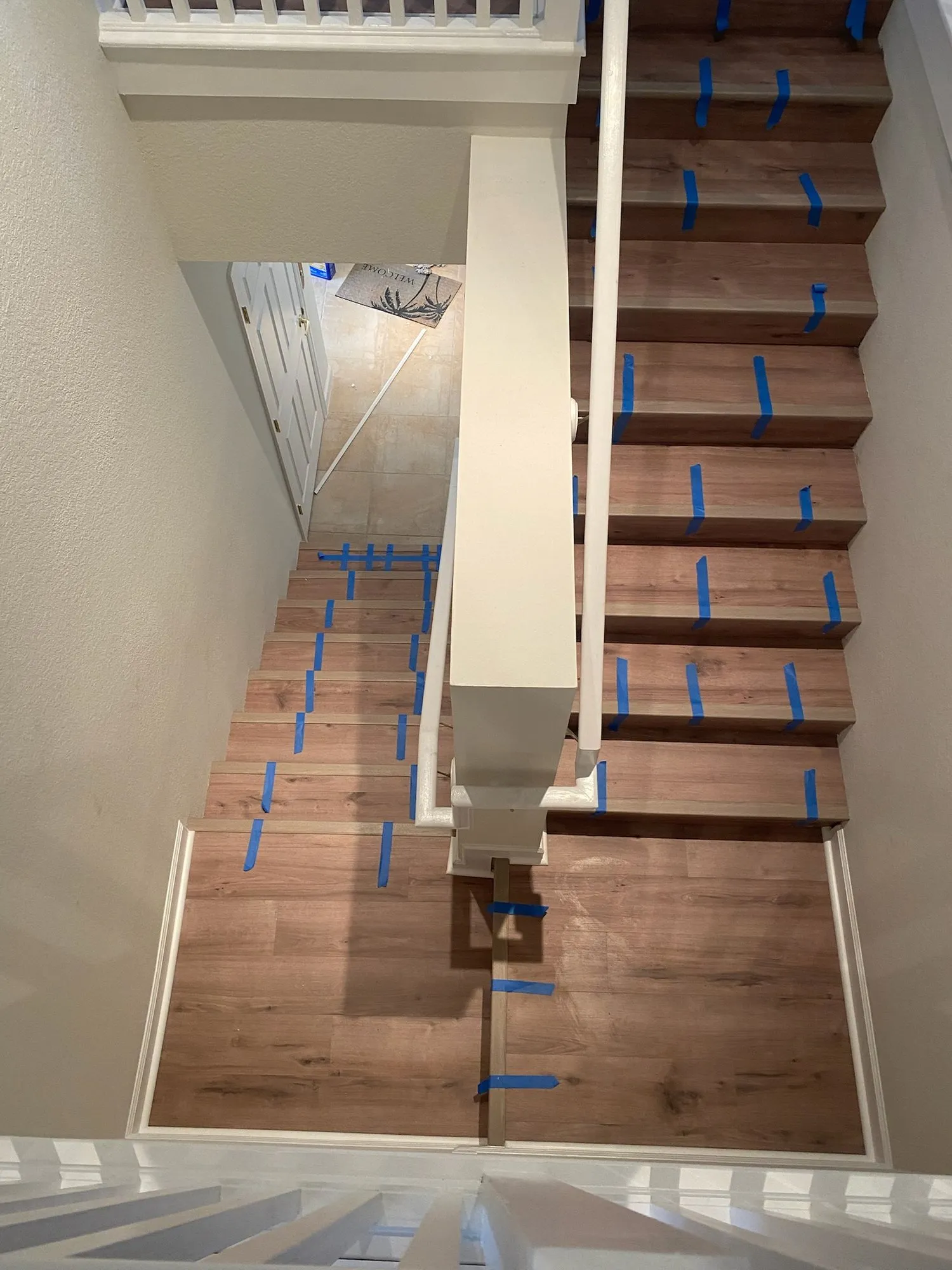Looking down from the landing