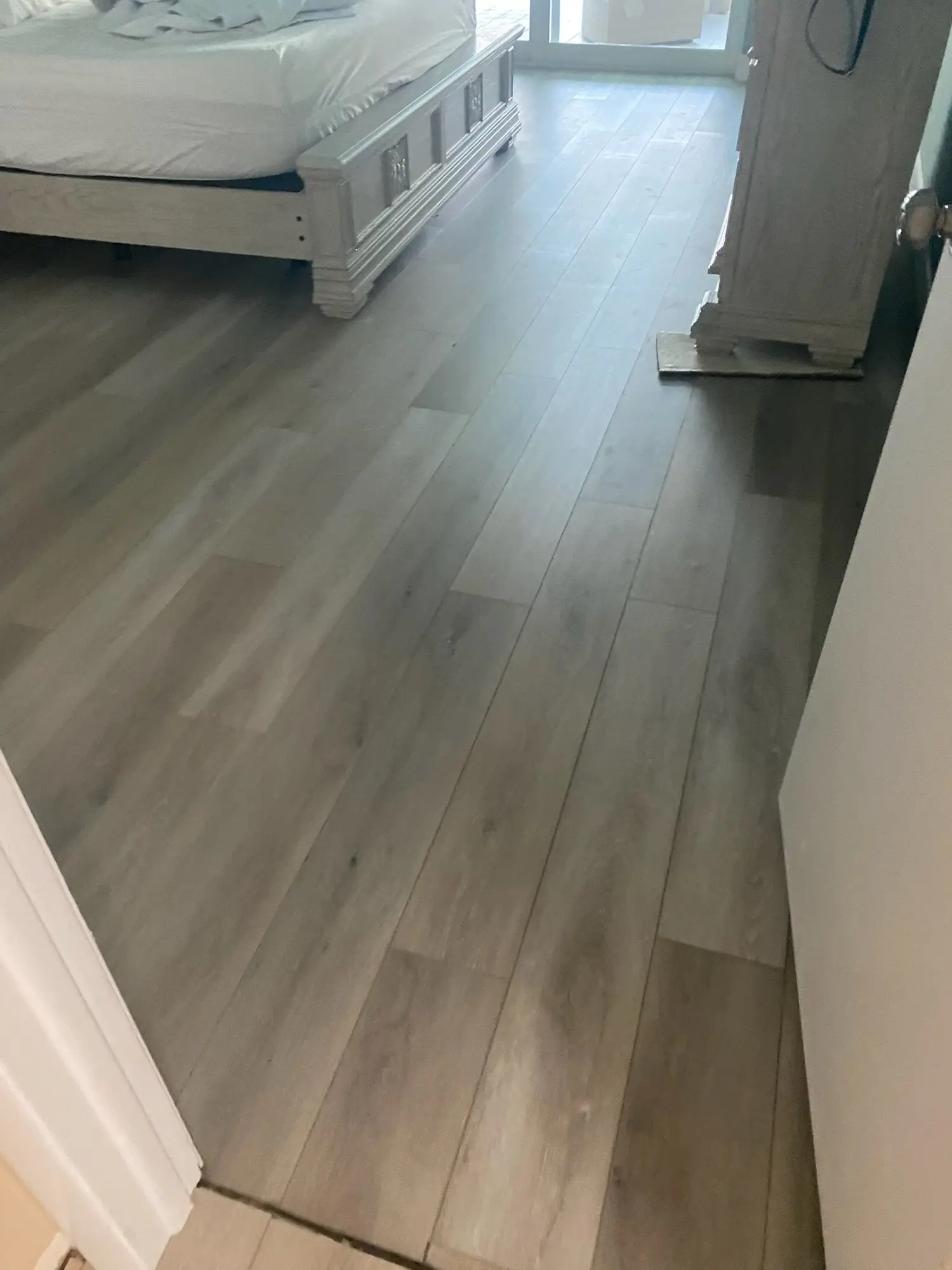 Carpet and tile out, one floor in