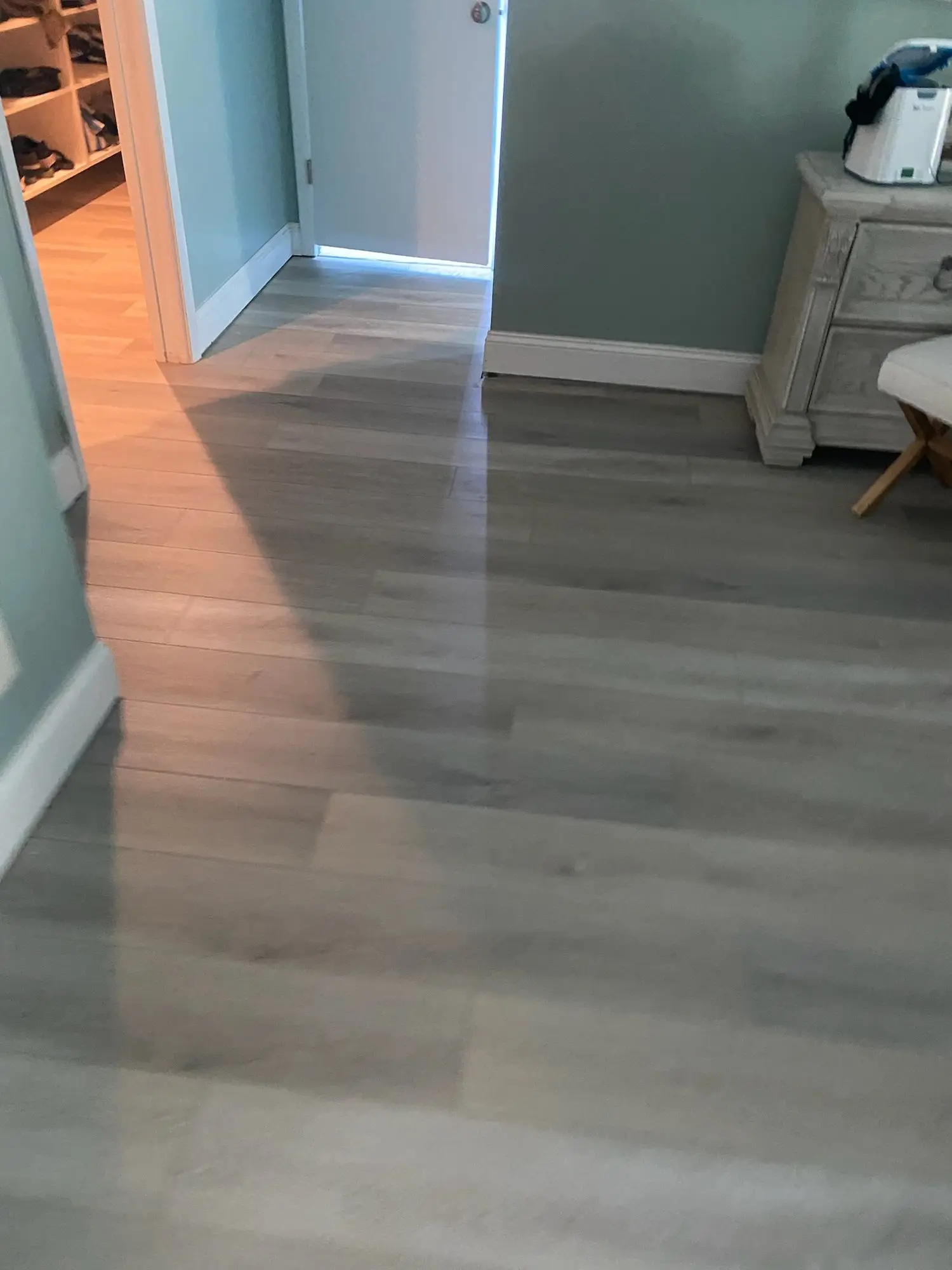 Carpet and tile out, one floor in