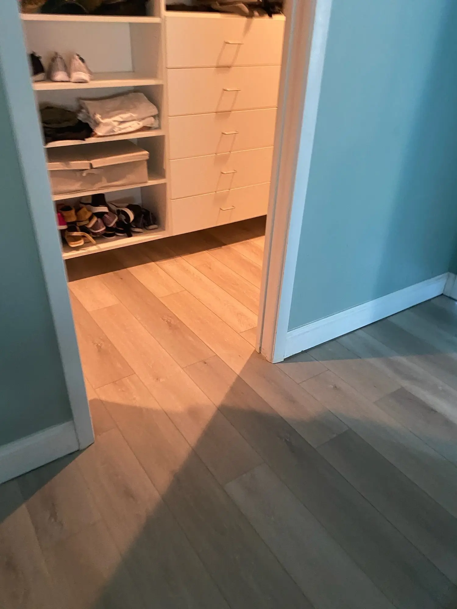 Carpet and tile out, one floor in