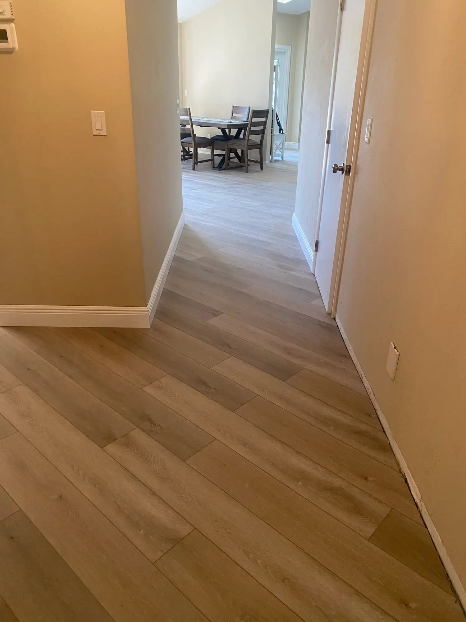 Carpet and tile out, one floor in