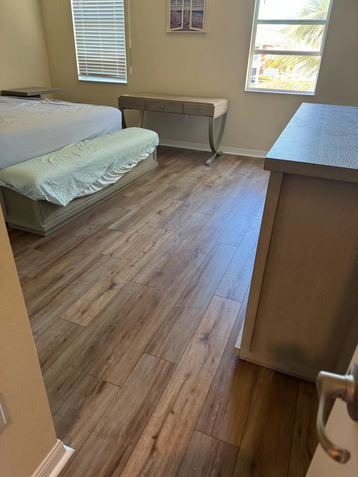 Warm brown plank across the second floor