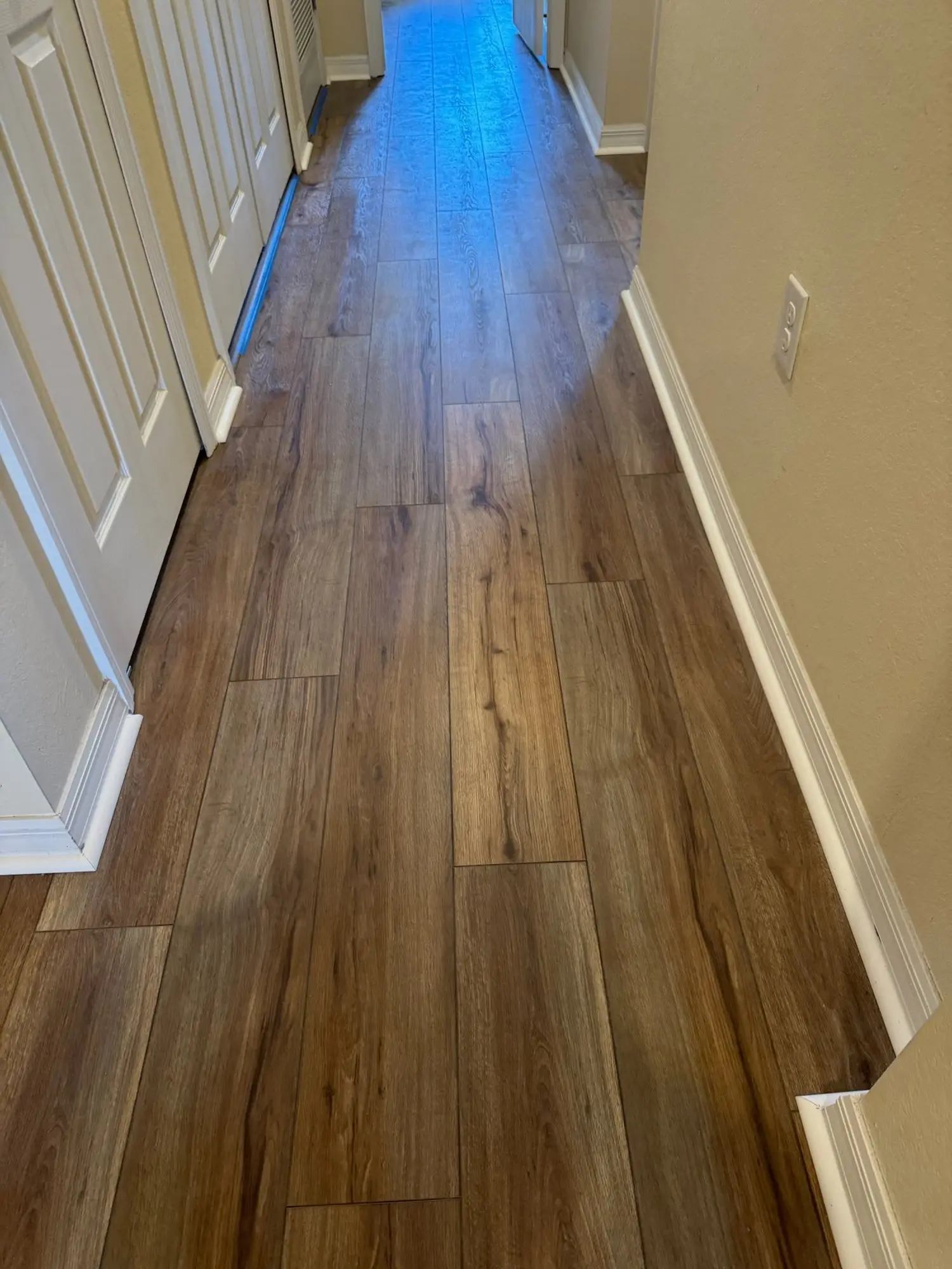 Warm brown plank across the second floor