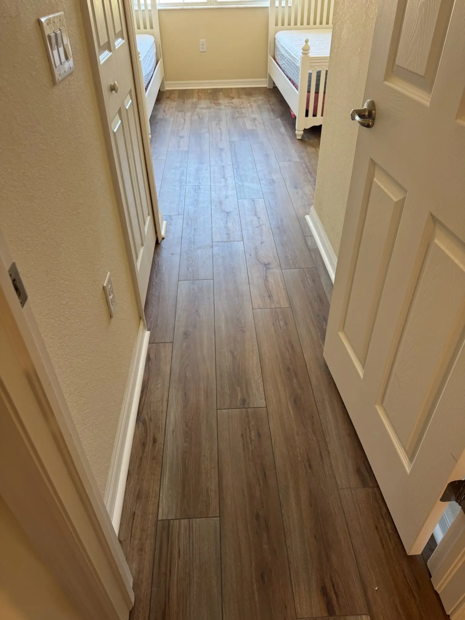 Warm brown plank across the second floor