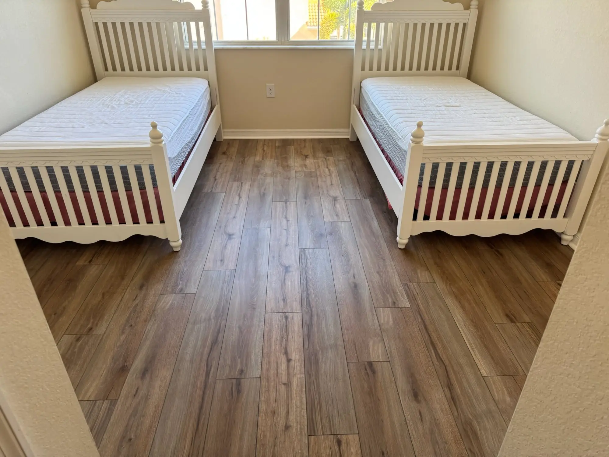 Warm brown plank across the second floor
