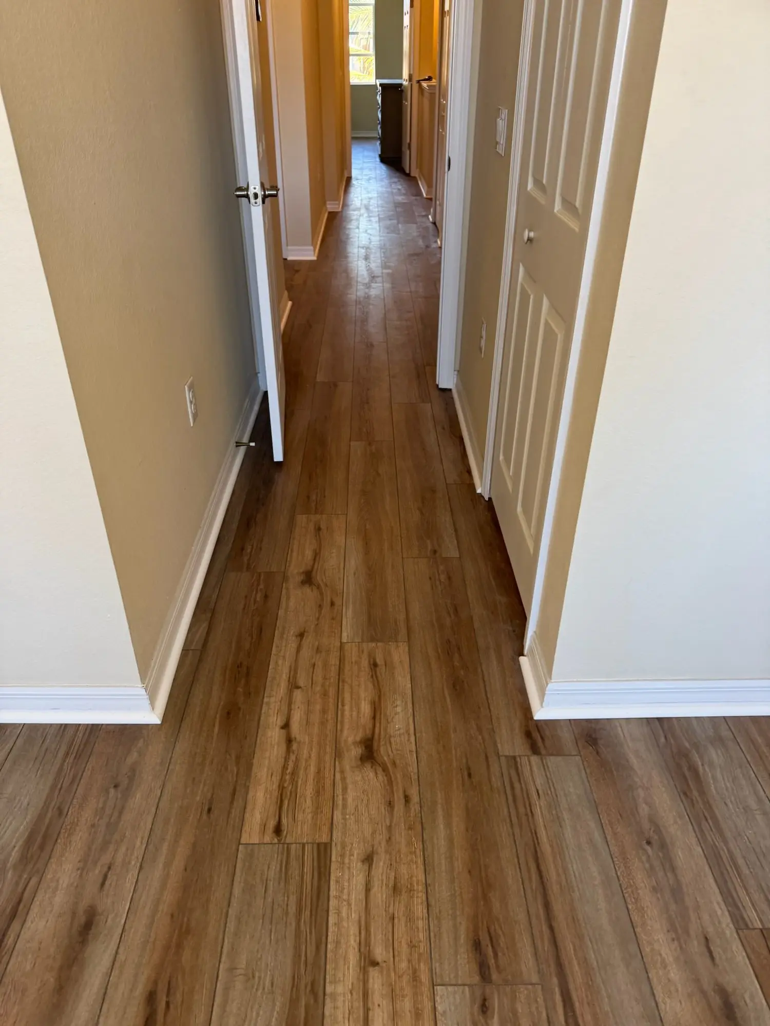 Warm brown plank across the second floor